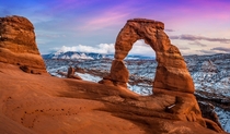 Twilight on Delicate Arch Arches National Park Utah 
