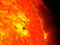 Two new sunspots are rapidly forming on the sun They have already grown to over six Earth diameters across 