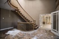 Two Spiral Staircases in One Shot Abandoned Mansion Destroyed by a Flood 