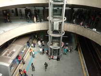 Two subway lines at S Station So Paulo Brazil