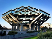 UC San Diego Library - La Jolla CA - Named in honor of Theodor Seuss Geisel otherwise known as Dr Seuss - Designed by William Pereira in  its distinctive architecture is described as occupying a fascinating nexus between brutalism and futurism