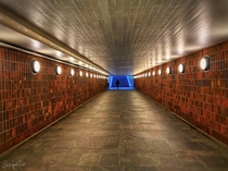Underground pedestrian walkway in Stockholm
