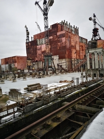 Unfinished Chernobyl reactor  and  