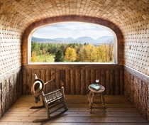 Uniquely shingled Wes Anderson Viewing Room with Stunning Views of New England Fall Foliage Built  by George A Reid - Onteora NY 