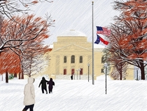 University of North Carolina after snowstorm art