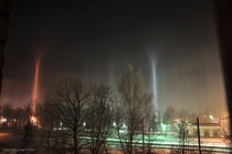 Unusual Light Pillars over Latvia 