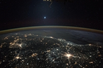 Venus and the night from ISS