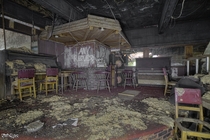 Very Decayed Stage Inside an Abandoned Hotel Saloon Built in the s 