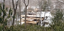 View from a Different Angle of Frank Lloyd Wrights Fallingwater During a Winter Walk Tour 