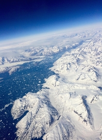 View from a plane of Greenland 