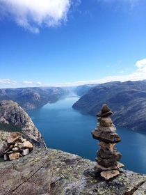 View from above Pulpit Rock Priekestolen Norway 