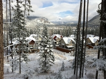 View from my porch in  after the first snowfall of the season - Banff Alberta - 