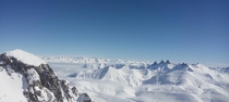 View from Pic Blanc Alpe dHuez France 