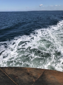 View from the back of the ferry headed to Lummi Island Washington State