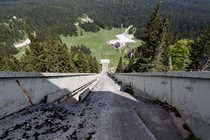 View from the top of an abandoned Olympic ski jump It was used as shelter from bombings and suffered damage during the Siege of Sarajevo war in the s 