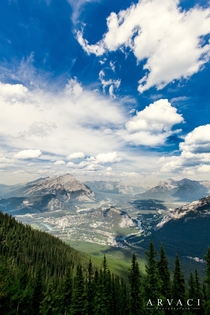 View from the top of Sulfur Mountain Banff National Park Canada 