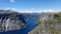View from the Trolltunga in Norway OC x