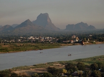View of Hpa-an Myanmar from Hpan Pu Mountain 