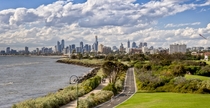 View of Melbournes city skyline from St Kilda 