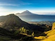 View of Mt Agung from Mt Batur Bali 