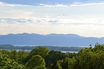 View of the Adirondack Mountains from Overlook Park in South Burlington Vermont 