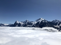 View of the Eiger Monch and Jungfrau from Birg at  meters - Swiss Alps 
