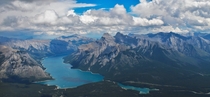 View of the Rockies from Cascade Mountain in Banff 