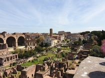 View of the Roman Forum With Colosseum 