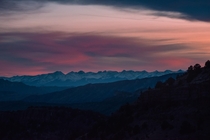 View of the Sangre de Cristo mountain range at sunset from Shelf Road Colorado  Instagram jkrauthphotography