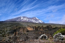 View of Uhuru Peak Kilimanjaro from Shira Cave Camp 