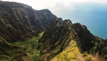 View over Nualolo Valley Kauai Hawaii 