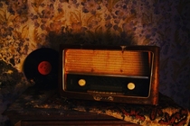 Vintage radio in an abandoned moldy house 