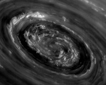 Vortex on Saturns north pole Cassini infrared BampW photo 