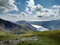 Wast Water from Scafell Pike Lake District England 
