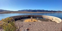 Water clarifying tank submerged for decades emerges from the depths of Lake Mead Las Vegas as the water level drops