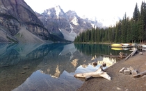 Water Like Glass - Morning at Lake Moraine Banff Alberta CA via iPhone  
