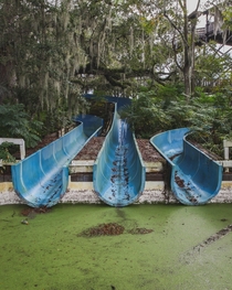 Water slides at an abandoned water park in Florida ocx
