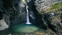 Waterfall in Soca valley Slovenia 