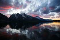 We stuck out a few storms and were rewarded with this incredible sunset over the Tetons 