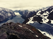 Went hiking to Besseggen Norway June  This is a classic view 