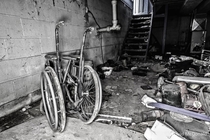 Wheelchair found in the basement of an abandoned home in Hamilton Everything was still here including the food and preserves even though looks like its been empty for  years given the posters of Shawn Cassidy in one of the bedrooms