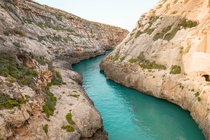 Where a valley meets the sea Wied il-Gasri Malta 