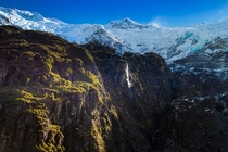 Where Beech Forest meets Glaciers Mt Aspiring National Park Rob Roy Valley New Zealand 