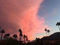 Whispy cloud invasion in Palm Springs CA 