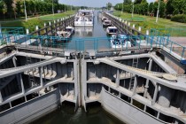 Wilhelmina Locks in the river Meuse Netherlands 