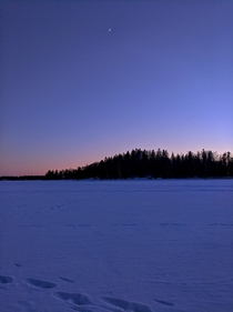 Winter evening on a frozen sea in Espoo Finland 