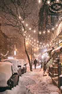 Winter Night East th Street East Village NY