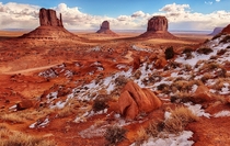 Winter snow in Monument Valley Utah  photo by Jeff Clow