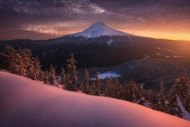 Winter sunrise over Oregons Mt Hood  OC