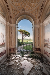Wonderful view from a neglected villa in Italy 